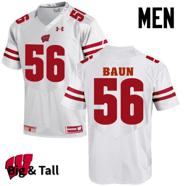 Wisconsin Badgers Men's #56 Zack Baun NCAA Under Armour Authentic White Big & Tall College Stitched Football Jersey NO40S11MO